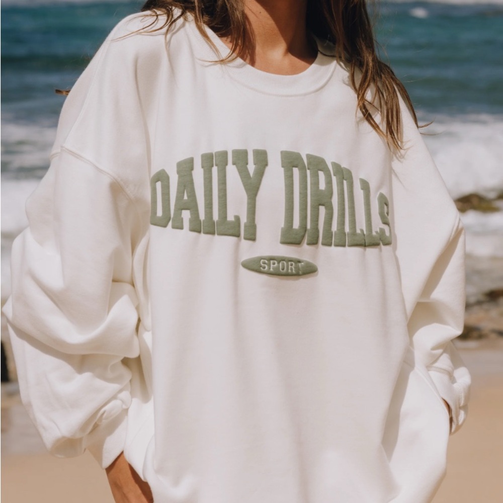 Daily Drills White and Green Sweatshirt
